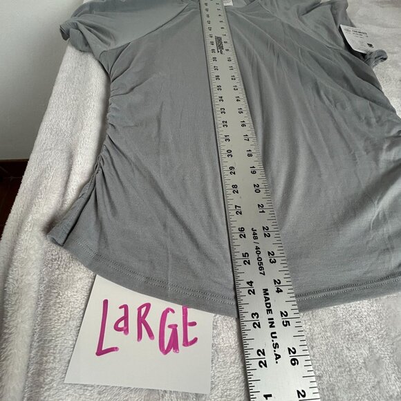 Athleta Womens With Ease Cinch Tee Large Short Sleeve Breathable Gray New - Picture 7 of 7